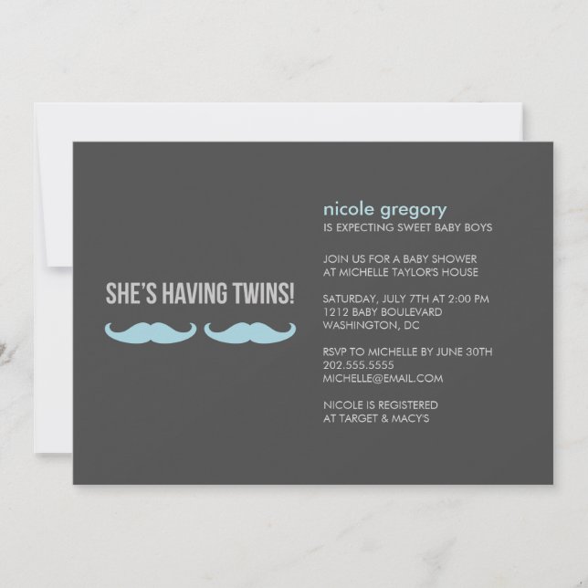 Invitación El bigote hermana Baby Shower (Anverso)