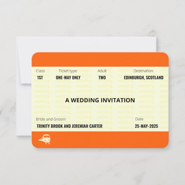 Invitación El billete de tren inspirado | Boda (Anverso)