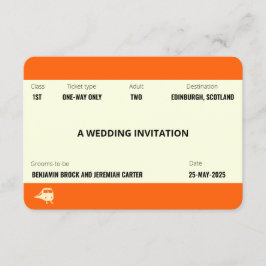 Invitación El billete de tren inspirado | BODA gay LGBTQ+
