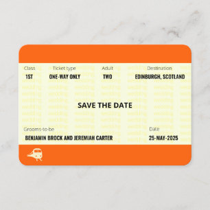 Invitación El billete de tren inspirado   Boda gay Salven la