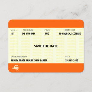 Invitación El billete de tren inspirado   Boda Guardar la fec