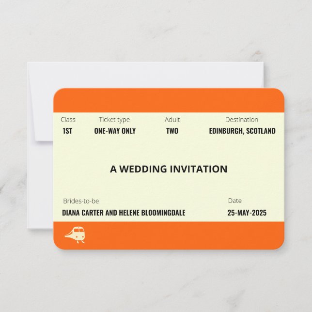 Invitación El billete de tren inspirado | BODA LGBTQ+ (Anverso)