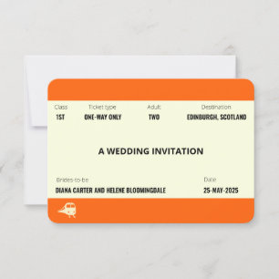 Invitación El billete de tren inspirado   Boda LGBTQ+