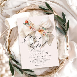 Invitación El blanco inmaculado es un Baby Shower floral Chic