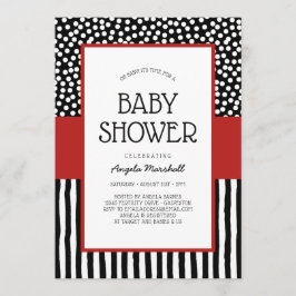 Invitación El blanco negro y el rojo brillantes de Baby Showe