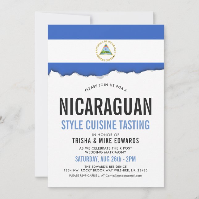 Invitación El blanco nicaragüense de la bandera del fiesta de (Anverso)