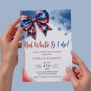 Invitación El blanco rojo y yo hacemos la ducha de novias Bow