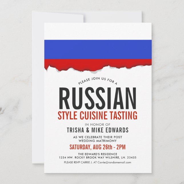 Invitación El blanco ruso de la bandera del fiesta de la (Anverso)