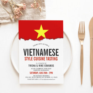 Invitación El blanco vietnamita de la bandera del fiesta de