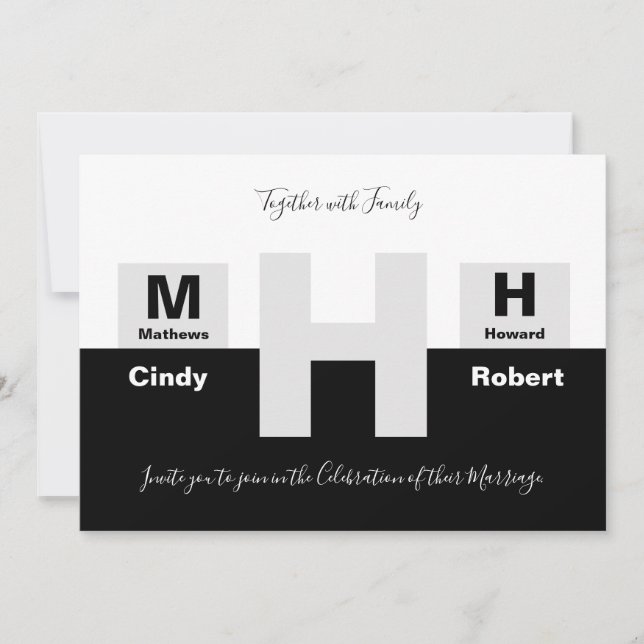 Invitación El Boda blanco y negro básico (Anverso)