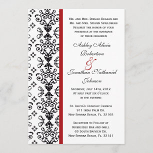 Invitación El boda blanco y negro del damasco invita