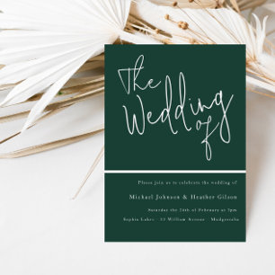 Invitación El Boda de: Boda moderno verde esmeralda
