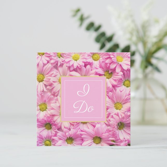 Invitación El Boda de bonito Pink Daisy (Anverso de pie)