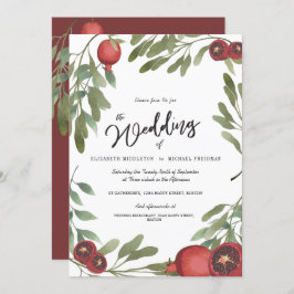 Invitación El Boda de Borgoña verde deja el botánico moderno
