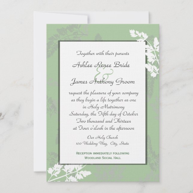 Invitación El Boda de encaje de la naturaleza (Anverso)