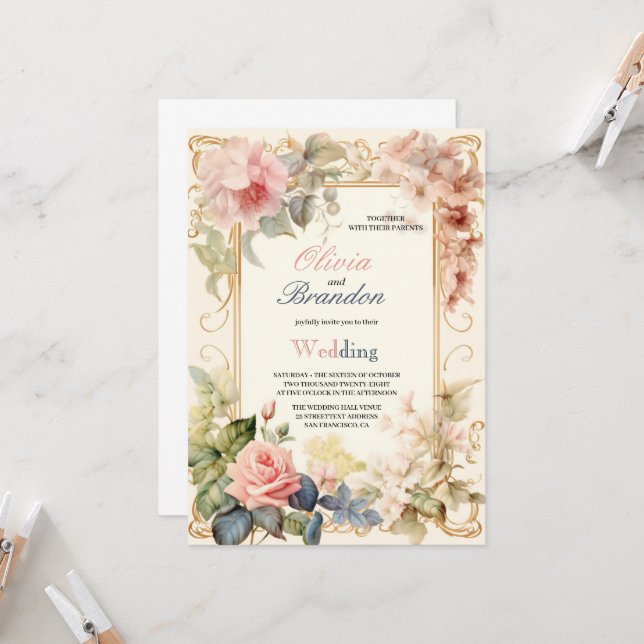 INVITACIÓN EL BODA DE FLORES MÁS MODERNO Y ELEGANTE (Anverso/Reverso In Situ)