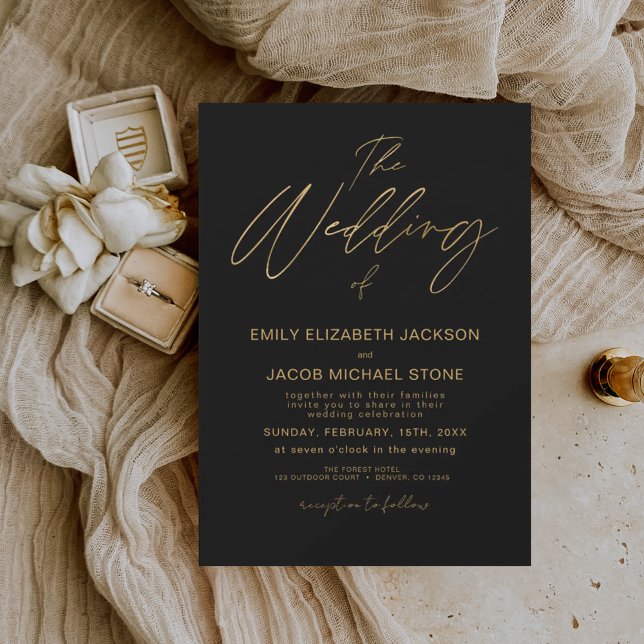 Invitación El Boda de Gold Black Elegant (Subido por el creador)