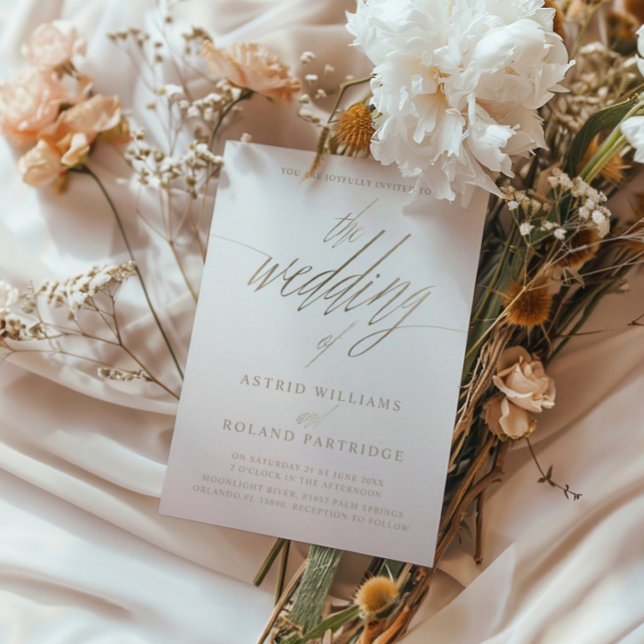 Invitación El Boda De La Caligrafía De Faux Gold (Subido por el creador)