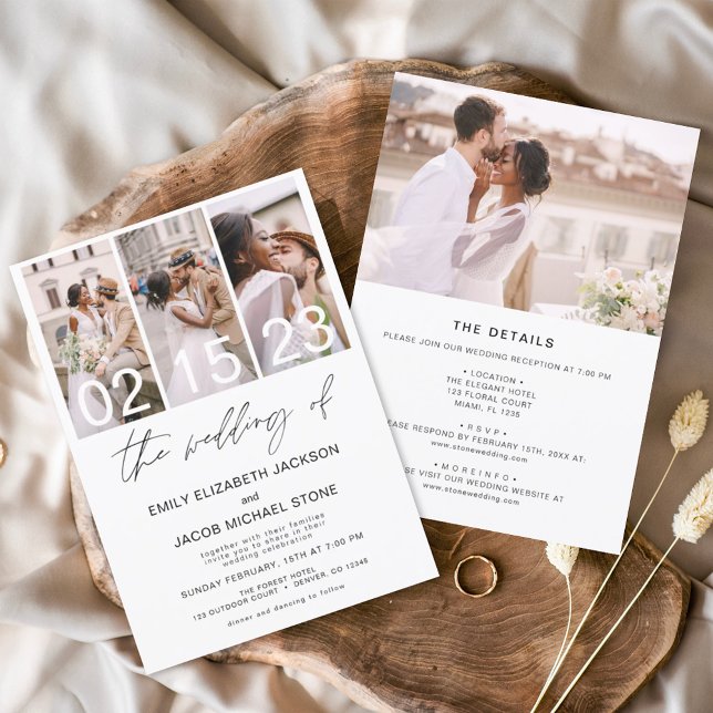 Invitación El Boda de la foto Minimalista elegante (Subido por el creador)