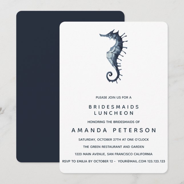 Invitación El Boda de Luncheon de las Bridesmaids de la Briga (Anverso / Reverso)