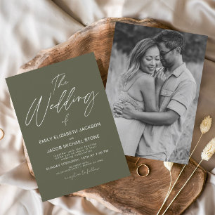Invitación El Boda de Sage Green Photo Elegant