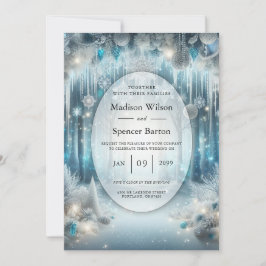 Invitación El Boda del bosque de Snowy, que está brillando