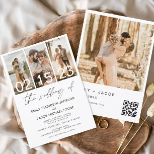 Invitación El Boda del código QR de la foto Minimalista Elega