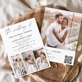 Invitación El Boda del código QR Minimalista Simple