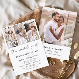 Invitación El Boda del Collage de fotos Boda Blanco