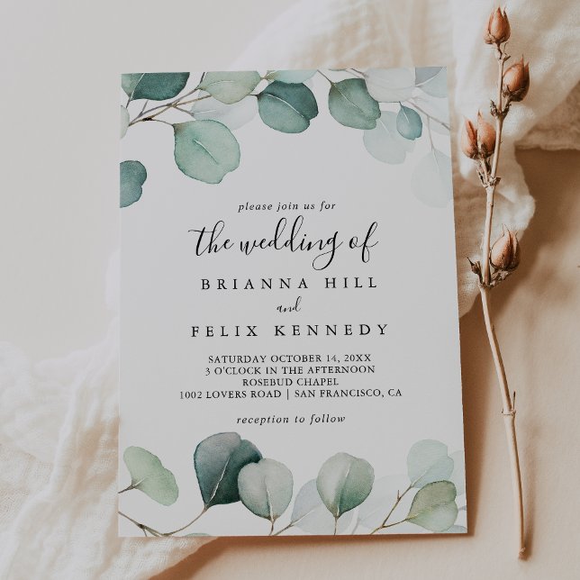 Invitación El Boda Del Eucalipto Verde Verano Foliage (Subido por el creador)