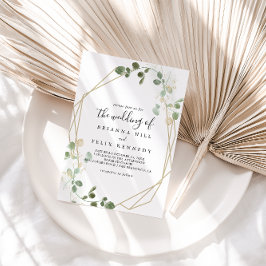 Invitación El Boda del follaje de Eucalipto de oro del