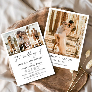 Invitación El Boda del foto Boda blanco Minimalista