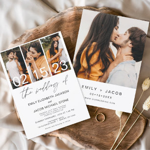 Invitación El Boda del foto Boda blanco Minimalista