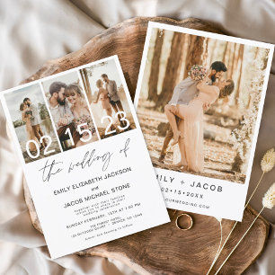 Invitación El Boda del foto Boda blanco Minimalista
