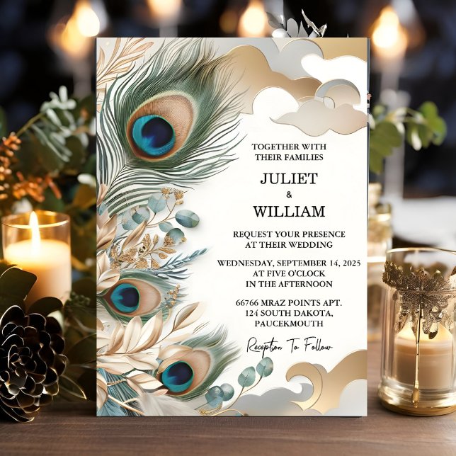 Invitación El Boda del pavo real en la nube de cielo ruso (Subido por el creador)