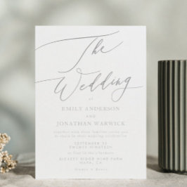 Invitación El Boda es el blanco grisáceo de luz simple