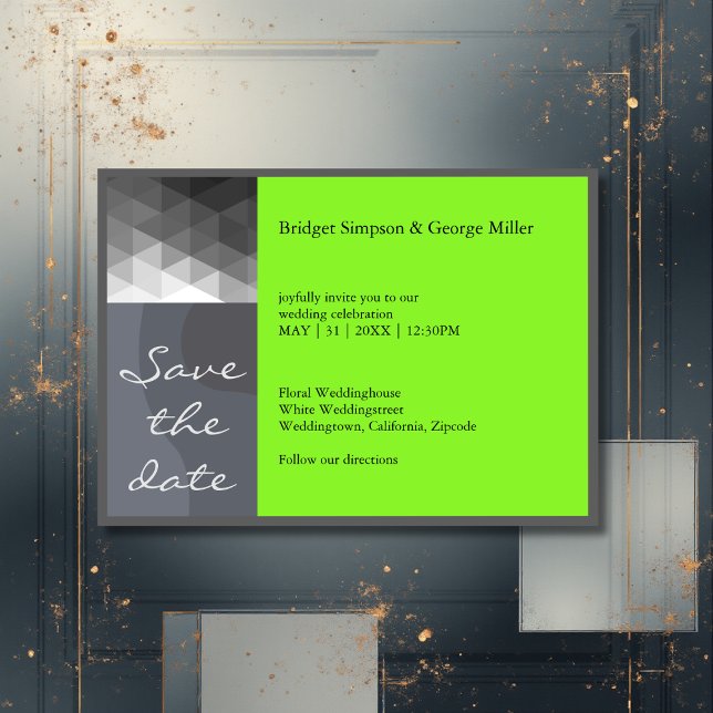 Invitación El boda geométrico limpio formal protege la fecha (Subido por el creador)