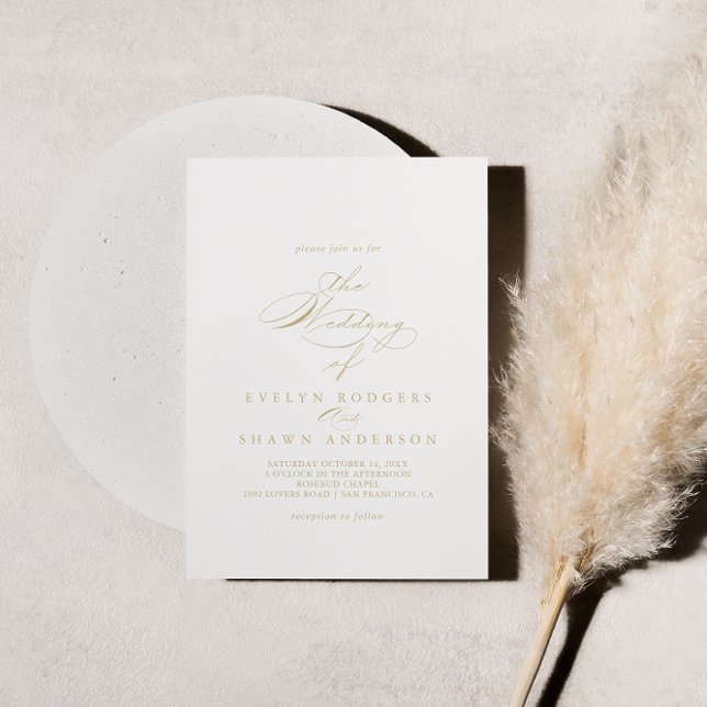 Invitación El Boda Gold Elegant De Caligrafía (Subido por el creador)