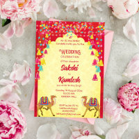 El boda indio Rajasthani camellos coloridos