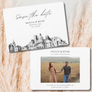 Invitación El Boda moderno de Boston salva la fecha