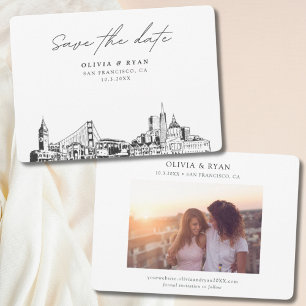 Invitación El Boda moderno de San Francisco salva la fecha