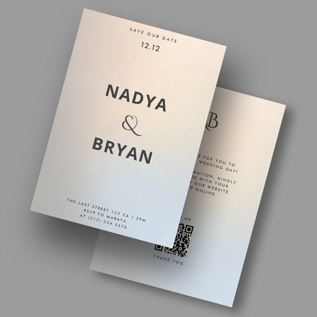 Invitación El Boda moderno oro plateado salva la fecha (Modern Wedding Gold Silver QR code Invitation
)