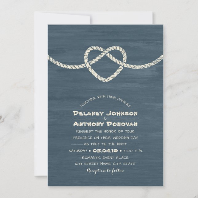 Invitación El Boda Náutico Knot Unique Beach (Anverso)