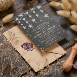 Invitación El Boda ruso Chalkboard debajo de las estrellas