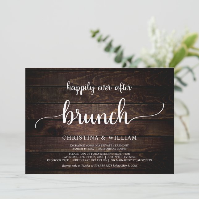 Invitación El Boda ruso Elopement feliz nunca después de Brun (Anverso de pie)