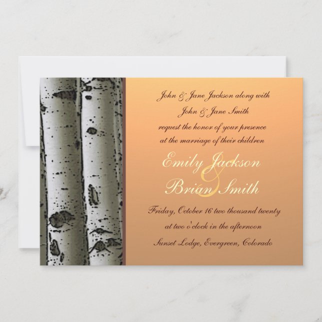 Invitación El boda rústico de los árboles del álamo temblón (Anverso)
