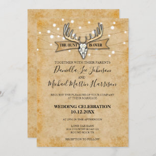 Invitación El Boda Rústico La Cacería Ha Terminado