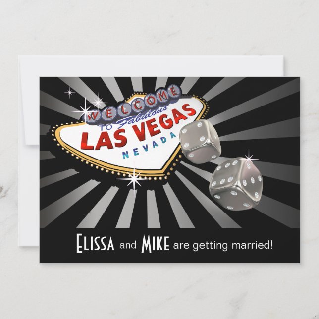 Invitación El Boda Starburst de Las Vegas negro plateado (Anverso)