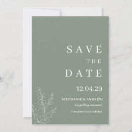 Invitación El Boda verde sabio moderno Minimalista salva la f