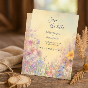 Invitación El Boda Wildflower Meadow Barn a salvo la fecha